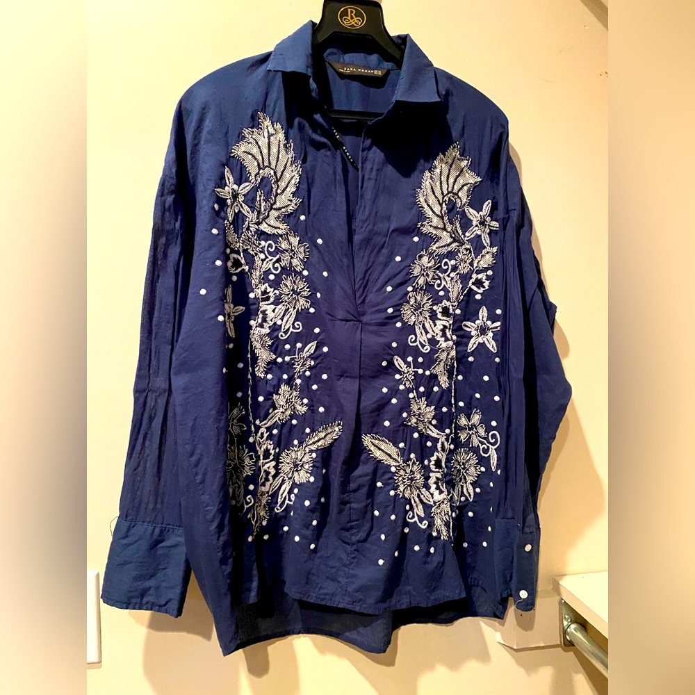 Zara Embroidered Oversize Shirt